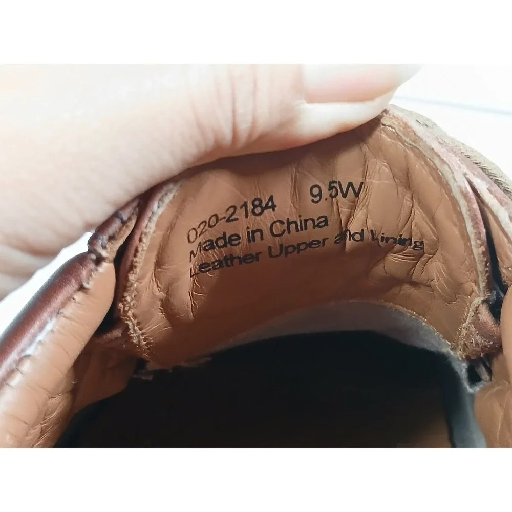 Johnston & Murphy Brown Leather Derby 9.5W Cognac Lace Up Dress Shoes